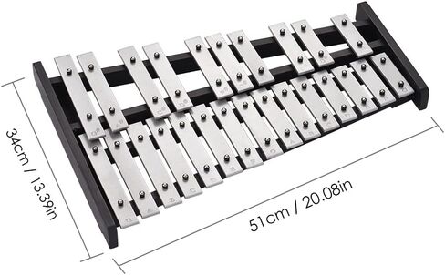 Eujgoov 25 Notes Xylophone Wooden Base Aluminum Bars Educational Instrument Percussion with 2 Mallets Carrying Bag in Saudi Arabia