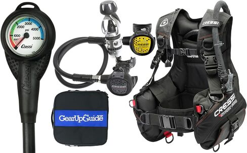 مجموعة معدات الغوص CRESSI Start Scuba Diving Gear كاملة مع Start 2.0 BCD - مقياس SPG صغير - مجموعة منظم مدمج AC2 مجمعة بالكامل، كبير جدًا in Saudi Arabia