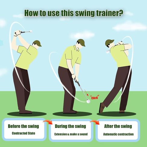 Retractable Golf Swing Trainer & Golf Grip Trainer for Warm-up, Right-Handed Golf Training Aid with Strength & Tempo Practice, Indoor Golf Club for Chipping and Hitting in Saudi Arabia