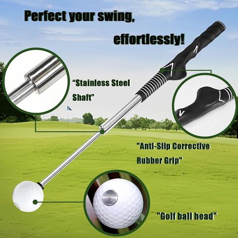 Retractable Golf Swing Trainer & Golf Grip Trainer for Warm-up, Right-Handed Golf Training Aid with Strength & Tempo Practice, Indoor Golf Club for Chipping and Hitting in Saudi Arabia