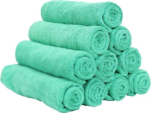 Arkwright Microfiber Gym Towel - Pack of 12 - Super Soft, Quick Dry Workout Sweat Towels, 300 GSM Lightweight & Absorbent for Sports, Working Out, Yoga, and Spa, 16 x 27 in, Black in Kuwait