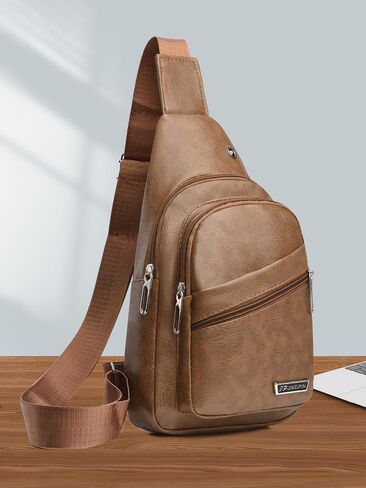 Lightweight Leather Crossbody Sling Bag for Men & Women, Breathable, Comfortable for Travel & Daily Use. in Saudi Arabia