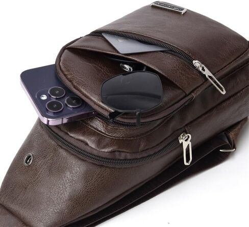 Lightweight Leather Crossbody Sling Bag for Men & Women, Breathable, Comfortable for Travel & Daily Use. in Saudi Arabia