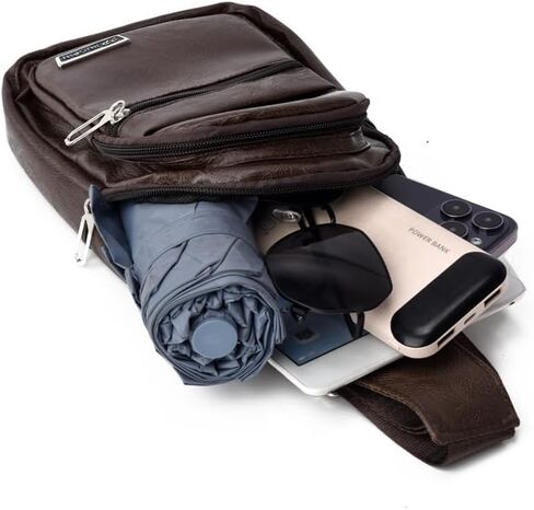 Lightweight Leather Crossbody Sling Bag for Men & Women, Breathable, Comfortable for Travel & Daily Use. in Saudi Arabia