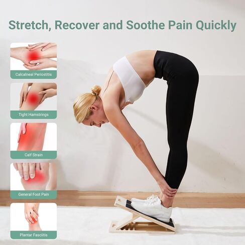Portable Wooden Slant Board for Calf Stretching, Adjustable 5-Angle Incline Board for Ankle, Heel & Foot Exercise, 400lb Capacity, Includes Training Poster in Saudi Arabia
