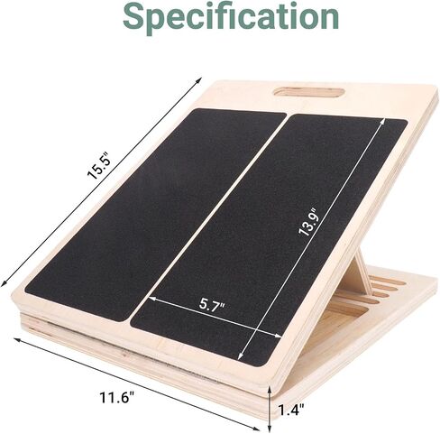 Portable Wooden Slant Board for Calf Stretching, Adjustable 5-Angle Incline Board for Ankle, Heel & Foot Exercise, 400lb Capacity, Includes Training Poster in Saudi Arabia