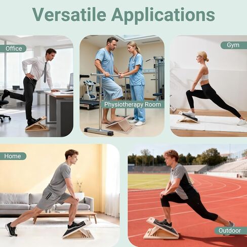 Portable Wooden Slant Board for Calf Stretching, Adjustable 5-Angle Incline Board for Ankle, Heel & Foot Exercise, 400lb Capacity, Includes Training Poster in Saudi Arabia