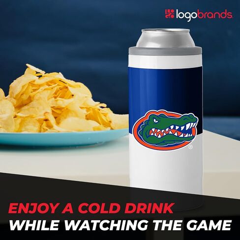 Logo Brands NCAA Florida Gators Colorblock 12oz SlimCan Coolie - Stainless Steel, Double-Wall Insulated, Removable Rim for Cocktail Tumbler Use in Saudi Arabia