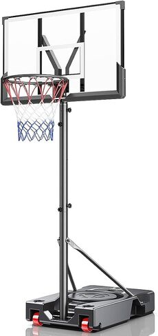 طوق كرة السلة، ارتفاع قابل للتعديل من 4.9 إلى 10 أقدام، نظام هدف خارجي لطوق كرة السلة المحمول للمراهقين والبالغين، قاعدة ثقيلة مقاومة للطقس ولوحة خلفية مقاومة للكسر مقاس 44 بوصة in Kuwait
