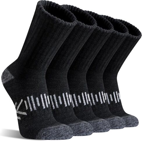 Merino Wool Hiking Socks Thermal Winter Warm Cozy Cushioned Moisture Wicking Crew Socks for Men 5 Pairs in Saudi Arabia