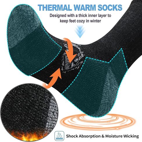 Merino Wool Hiking Socks Thermal Winter Warm Cozy Cushioned Moisture Wicking Crew Socks for Men 5 Pairs in Saudi Arabia