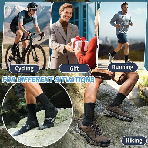 Merino Wool Hiking Socks Thermal Winter Warm Cozy Cushioned Moisture Wicking Crew Socks for Men 5 Pairs in Saudi Arabia