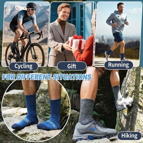 جوارب صوف ميرينو للتنزه سيرًا على الأقدام حرارية شتوية دافئة ومريحة ومبطنة وممتصة للرطوبة للرجال 5 أزواج in Kuwait