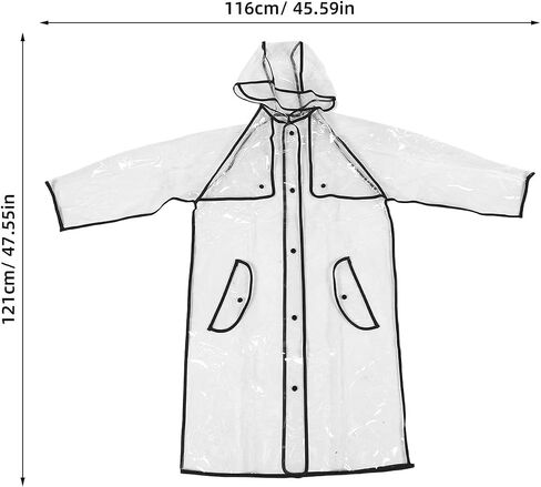 Yardwe Kids Raincoat Waterproof: Student Transparent Rain Suit Hooded - Clear Lightweight Poncho For Children - Portable Rainwear For Children Over 140cm Height in Saudi Arabia