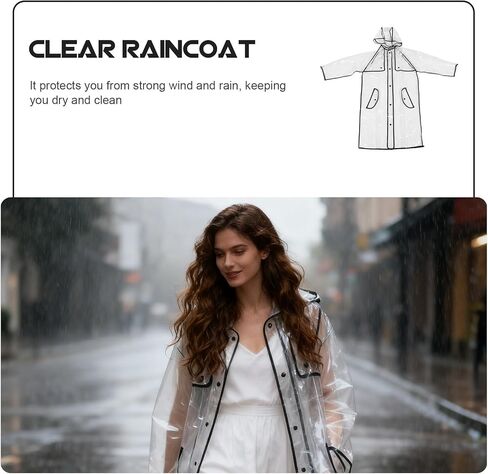 Yardwe Kids Raincoat Waterproof: Student Transparent Rain Suit Hooded - Clear Lightweight Poncho For Children - Portable Rainwear For Children Over 140cm Height in Saudi Arabia