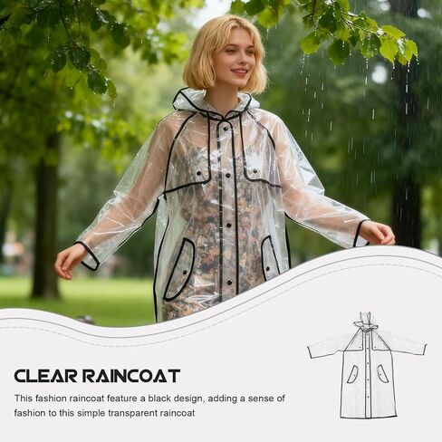Yardwe Kids Raincoat Waterproof: Student Transparent Rain Suit Hooded - Clear Lightweight Poncho For Children - Portable Rainwear For Children Over 140cm Height in Saudi Arabia