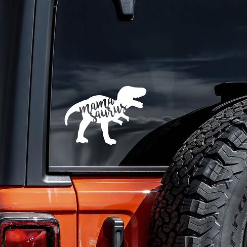 ملصق من الفينيل مطبوع عليه صورة Mamasaurus مضحكة على شكل T Rex، ملصق جداري للسيارة والشاحنة والكمبيوتر المحمول | أبيض| 5.5 بوصة × 4 بوصة in Saudi Arabia