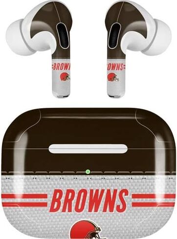 Skinit Decal Audio Skin Compatible with Apple AirPods Pro - Officially Licensed NFL Cleveland Browns White Striped Design in Saudi Arabia