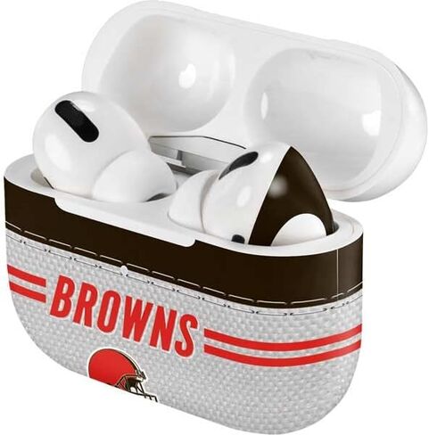 Skinit Decal Audio Skin Compatible with Apple AirPods Pro - Officially Licensed NFL Cleveland Browns White Striped Design in Saudi Arabia