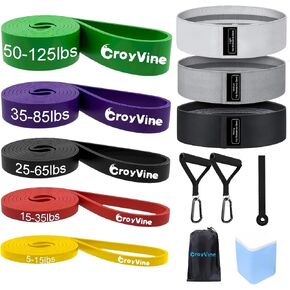 Pull Up Bands Resistance Bands Set for Working Out,8 PC Long Exercise Bands & Fabric Booty Bands for Training Hip Thigh Glute Fitness,Home Workouts,Physical Therapy for Men Women in Kuwait