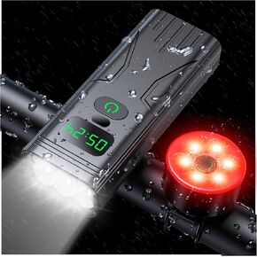 مجموعة أضواء الدراجة، عمر بطارية طويل للغاية 9000 لومن ضوء الدراجة لركوب الليل، المصباح الأمامي والخلفي للدراجة، IPX6 مقاوم للماء، هيكل من الألومنيوم بالكامل - مثالي لركوب الدراجات في الجبال والطرق والمدينة in Kuwait