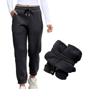 Ainangua Fleece Lined Sweatpants Women High Waisted Baggy Pants Warm Athletic Cargo Joggers with Pockets in Kuwait