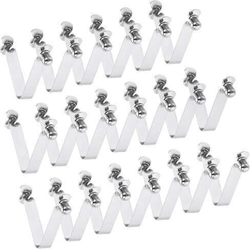 PATIKIL 10 × 8 مم أزرار الكاياك، 20 حزمة من مقاطع عمود الخيمة الصلبة من الفولاذ على شكل حرف V دبوس واحد بزر ضغط ومشابك زنبركية ومشابك عمود أنبوبية للتخييم والمظلة، لون فضي، بطول 50 مم in Saudi Arabia