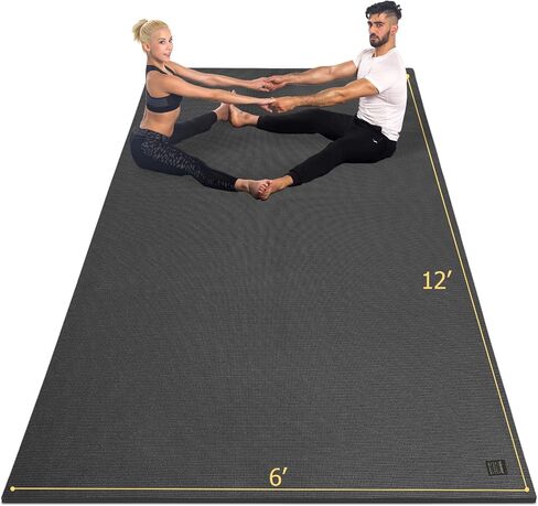 GXMMAT Large Yoga Mat 12'x6'/10'x6'/6'x8'(7mm), Extra Thick Workout Mats for Home Gym Flooring, Ultra Comfortable Non-Slip Quick Resilient Barefoot Wide Exercise Mat for Pilates, Stretching,Meditation in Kuwait