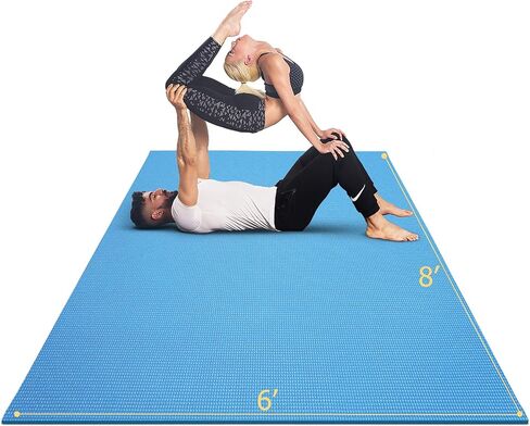 GXMMAT Large Yoga Mat 12'x6'/10'x6'/6'x8'(7mm), Extra Thick Workout Mats for Home Gym Flooring, Ultra Comfortable Non-Slip Quick Resilient Barefoot Wide Exercise Mat for Pilates, Stretching,Meditation in Kuwait