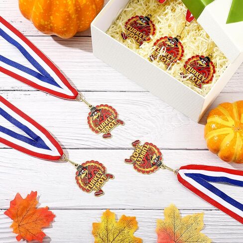 Cunno Turkey Medals Thanksgiving Turkey Bowl Medals 2'' Gold Award with Neck Ribbon for Thanksgiving Bowl Community Fall Holiday Events Sports Day Prizes in Saudi Arabia