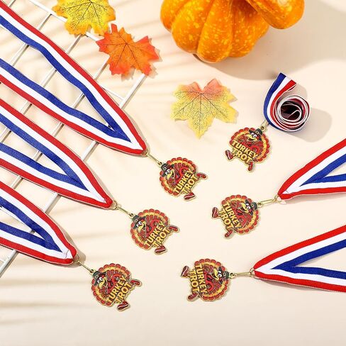 Cunno Turkey Medals Thanksgiving Turkey Bowl Medals 2'' Gold Award with Neck Ribbon for Thanksgiving Bowl Community Fall Holiday Events Sports Day Prizes in Saudi Arabia