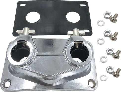 Tom Cymbal Holder Clamp Metal Double Hole Drum Connector with Plastic Gasket Mounting Screws, 20mm Diameter Bass Drum Tom Mount Bracket Universal Drum Stand Holder in Saudi Arabia