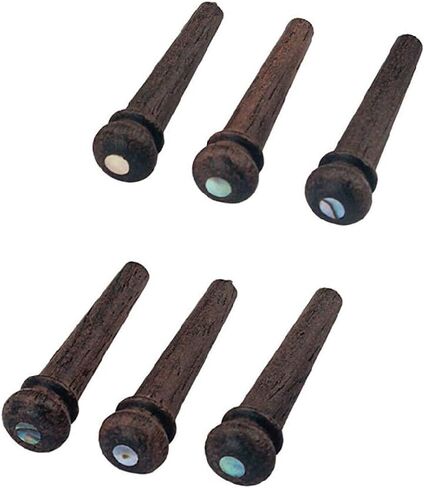 6 PCS Rosewood Guitar Bridge Nails String Pins with Green Pearl Shell Dot Accessory in Kuwait