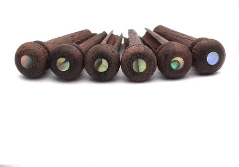 6 PCS Rosewood Guitar Bridge Nails String Pins with Green Pearl Shell Dot Accessory in Kuwait