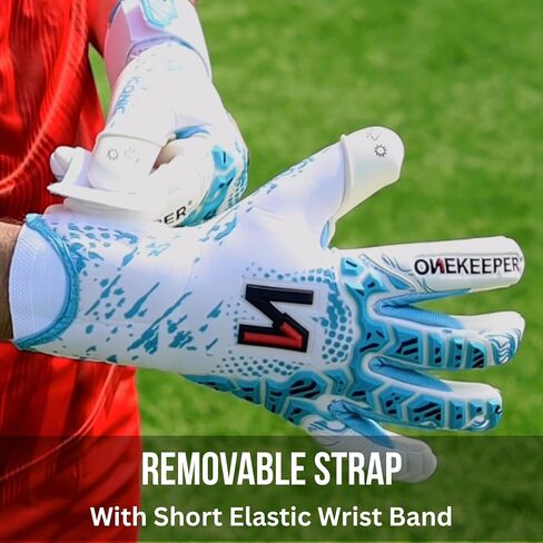 ONEKEEPER Iconic Goalkeeper Gloves – Removable Strap – No Finger Spines – Pro Soccer Goalie Gloves for Kids, Youth & Adults – 3.5mm Contact Latex, Roll Negative Cut, Sizes 5-12 in Saudi Arabia