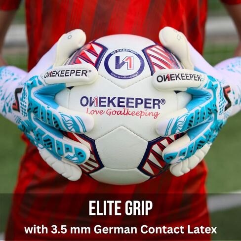 ONEKEEPER Iconic Goalkeeper Gloves – Removable Strap – No Finger Spines – Pro Soccer Goalie Gloves for Kids, Youth & Adults – 3.5mm Contact Latex, Roll Negative Cut, Sizes 5-12 in Saudi Arabia