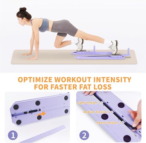 لوح البيلاتيس، جهاز إصلاح البيلاتيس المحمول للتمرين المنزلي، معدات بيلاتيس متعددة الوظائف مع أشرطة مقاومة، تعديل التوتر على ثلاثة مستويات، مؤقت LED وعرض السعرات الحرارية in Kuwait
