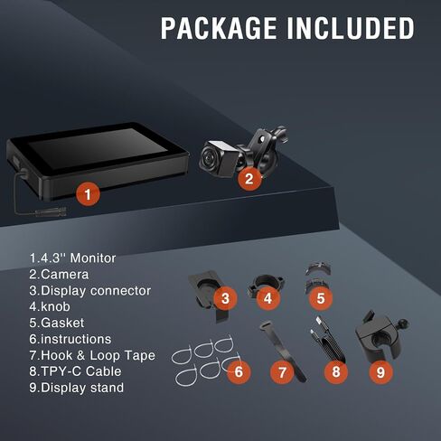 Bicycle Rear View Camera Recorder, 4.3" HD 1080P Screen Rear View Bike Camera, 110°Wide Angle View, 5000mAh Rechargeable Battery, 64G Micro SD Card Included in Saudi Arabia