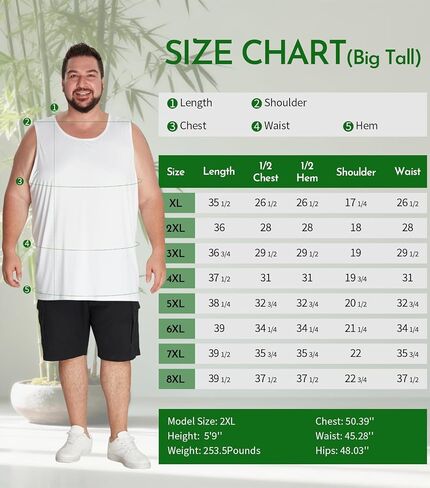 Idtswch Mens Big and Tall Undershirt Sleeveless Lightweight & Breathable XL-8XL(1 Pack & 3 Pack) in Saudi Arabia