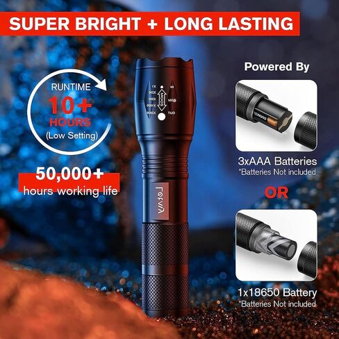 Bike Front Light with 360° Rotatable Light Clip, Suitable for Night Outdoor Cycling and Camping, 5 Modes 3000 High Lumens Waterproof Handheld Flashlight, Requires AAA Batteries (Not Included) in Saudi Arabia