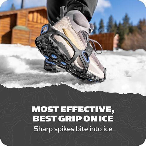 Yaktrax UltraGrip Ice Ccleats للأحذية والأحذية طويلة الرقبة، جهاز جر شتوي خفيف الوزن مع مسامير فولاذية كربيد ومداس منحرف، قبضة منخفضة للجري والمشي والمشي لمسافات طويلة على الثلج والجليد in Saudi Arabia