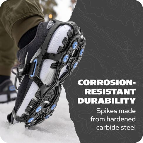 Yaktrax UltraGrip Ice Ccleats للأحذية والأحذية طويلة الرقبة، جهاز جر شتوي خفيف الوزن مع مسامير فولاذية كربيد ومداس منحرف، قبضة منخفضة للجري والمشي والمشي لمسافات طويلة على الثلج والجليد in Saudi Arabia