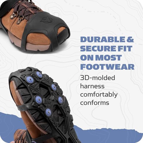 Yaktrax UltraGrip Ice Ccleats للأحذية والأحذية طويلة الرقبة، جهاز جر شتوي خفيف الوزن مع مسامير فولاذية كربيد ومداس منحرف، قبضة منخفضة للجري والمشي والمشي لمسافات طويلة على الثلج والجليد in Saudi Arabia