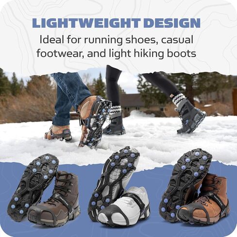 Yaktrax UltraGrip Ice Ccleats للأحذية والأحذية طويلة الرقبة، جهاز جر شتوي خفيف الوزن مع مسامير فولاذية كربيد ومداس منحرف، قبضة منخفضة للجري والمشي والمشي لمسافات طويلة على الثلج والجليد in Saudi Arabia