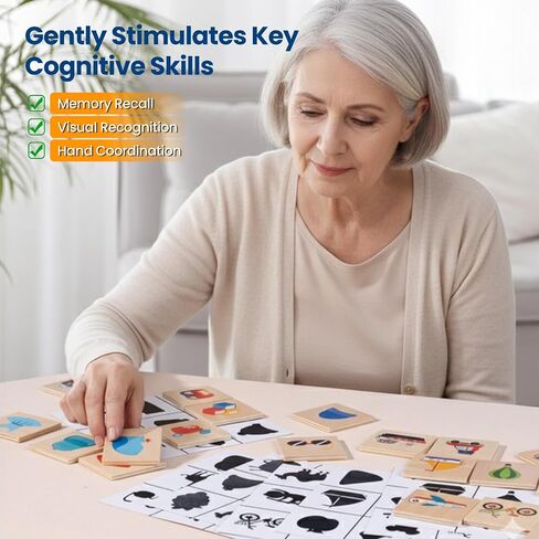 Shadow Matching Bingo Game, Dementia Activities for Seniors, Memory Games for Adults with Alzheimers, Memory Loss Products, Matching Card Memory Games for Elderly, Reusable Chips & 10 Board Set in Saudi Arabia