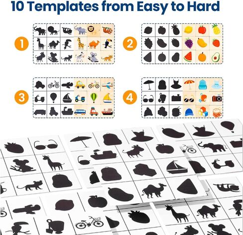 Shadow Matching Bingo Game, Dementia Activities for Seniors, Memory Games for Adults with Alzheimers, Memory Loss Products, Matching Card Memory Games for Elderly, Reusable Chips & 10 Board Set in Saudi Arabia