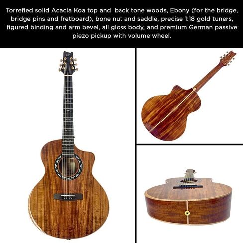 جيتار صوتي مريح JCD422 من Journey Instruments - جيتار سيتكا/خشب الورد الهندي المريح مع حافة ذراع، ورقبة منخفضة C، ولاقط بيزو ألماني in Kuwait
