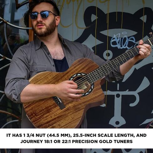 جيتار صوتي مريح JCD422 من Journey Instruments - جيتار سيتكا/خشب الورد الهندي المريح مع حافة ذراع، ورقبة منخفضة C، ولاقط بيزو ألماني in Kuwait