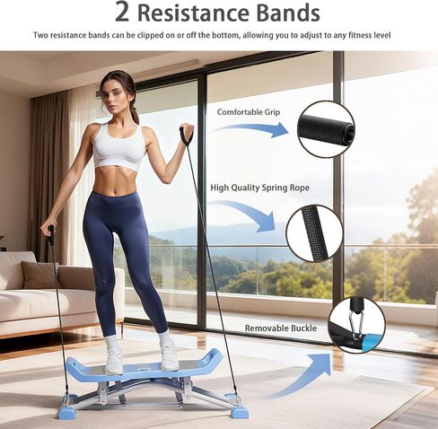 Balance Board, Ski Simulator with Resistance Bands, Portable Slide Stepper Exercise Machine with LCD Monitor, 300 lbs Capacity Full Body Cardio & Strength Training Equipment for Home Gym in Saudi Arabia