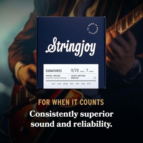 Stringjoy HVY117، 7 سلاسل جيتار كهربائي مميزة، 11-70 مقياس سفلي ثقيل متوسط، 7 سلاسل نيكل، ملحقات الجيتار الكهربائي، أوتار جيتار بديلة للجيتار الكهربائي in Kuwait